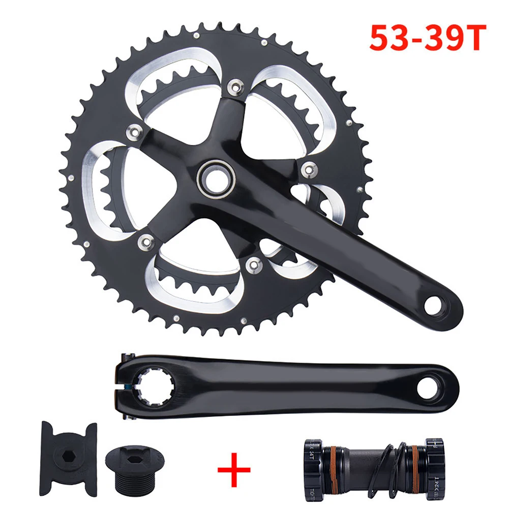 

Bicycle Crank Set Road Bike Chainring Double Disc Aluminum Alloy Disc 170mm 53-39T Crank Disk Bottom Bracket 10-11 Speed Cycling