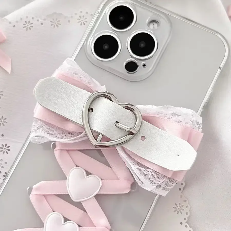 2023 Балетный стиль Pure Desire Лента с бантом Кружевной чехол для телефона iPhone 14 Pro 13 max12