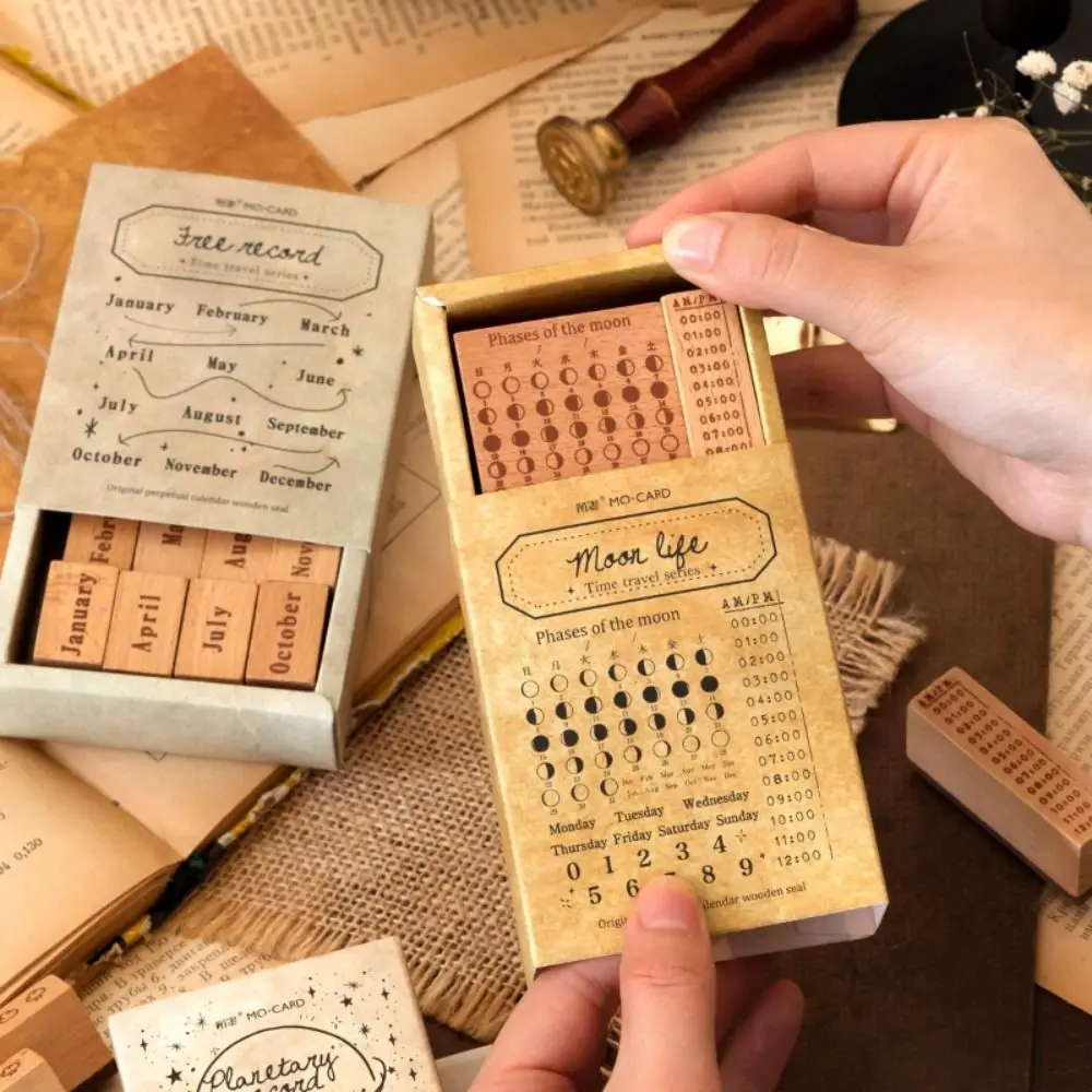 

Schedule Planner Hand Account Date Time Wooden Stamps Decorative Stamp Diary Calendar Stamp DIY Craft Rubber Stamp