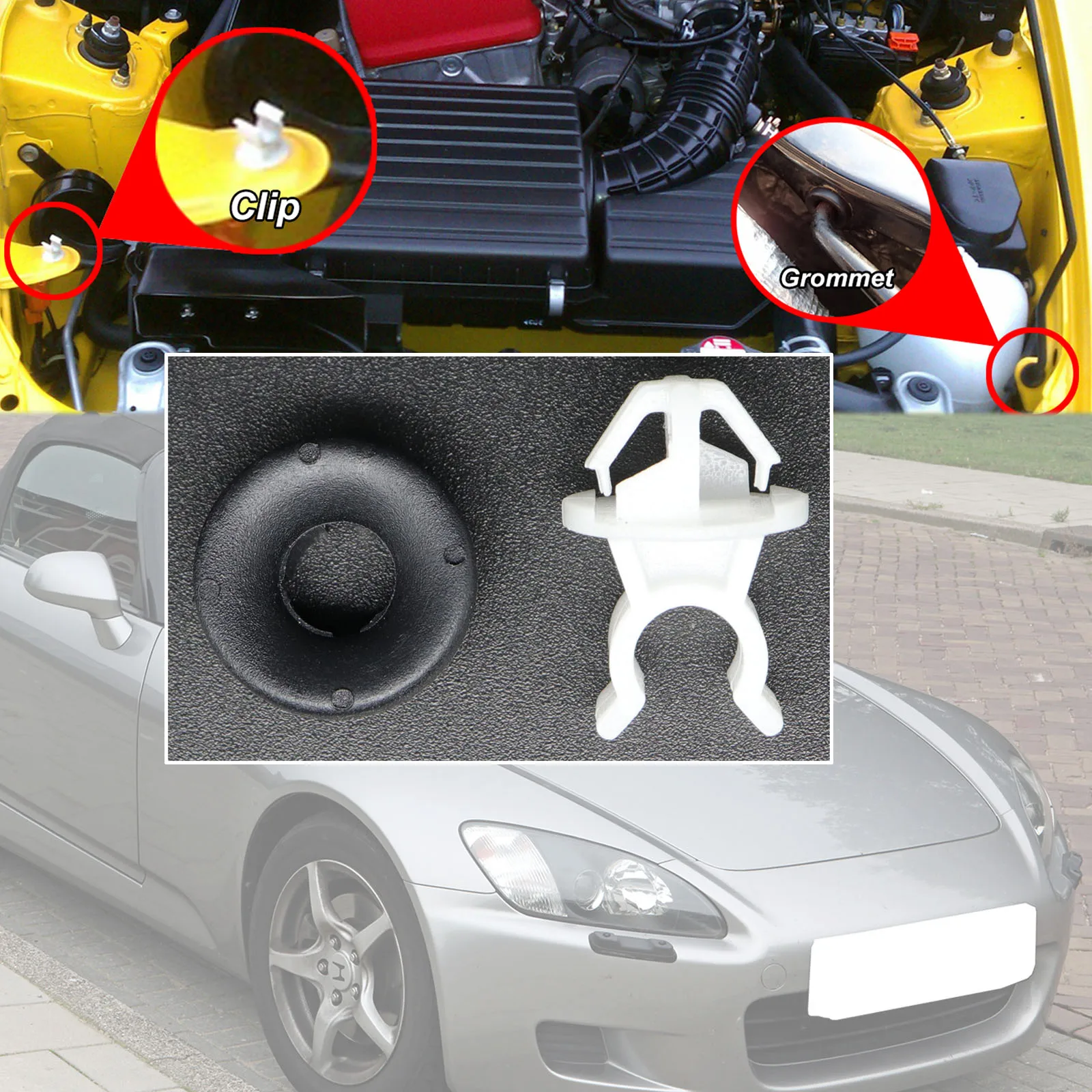 

For Honda S2000 AP2 AP1 Car Hood Bonnet Rod Support Clip Grommet Stay Clamp Fastener Accessories 2000 - 2005 2006 2007 2008 2009