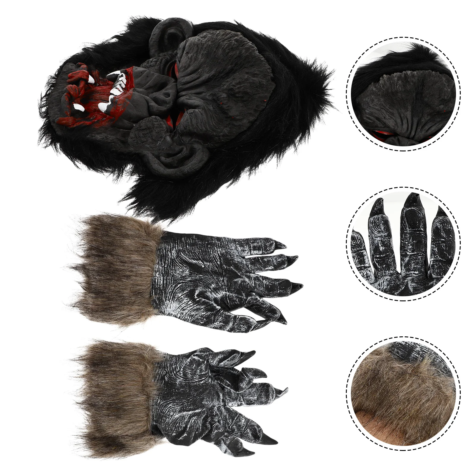 

Costume Gloves Gorillacovercosplay Animal Face Head Scary Claw Pawlatex Masquerade Accessories Supplies Horrorprops Adult
