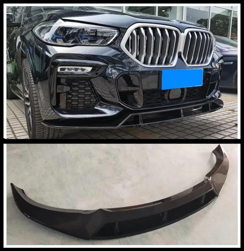 

ABS GLOSSY BLACK Front Bumper Lip Splitters Cup Flaps Cover For BMW X6 G06 2020 2021 2022 2023