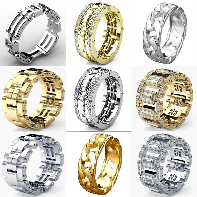 

Milangirl Modyle CZ Stone Hollow Wedding Ring for Man New Fashion Man Punk Party Jewelry Whole Sale