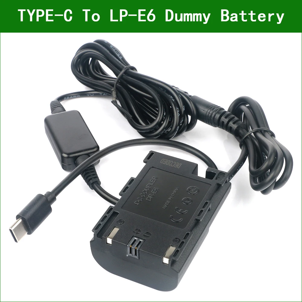 Адаптер питания DR-E6 USB Type-C для Canon EOS 5Ds 5Dsr 6D 7D 5D Mark II 60D 60Da R R5 5D Mark IV
