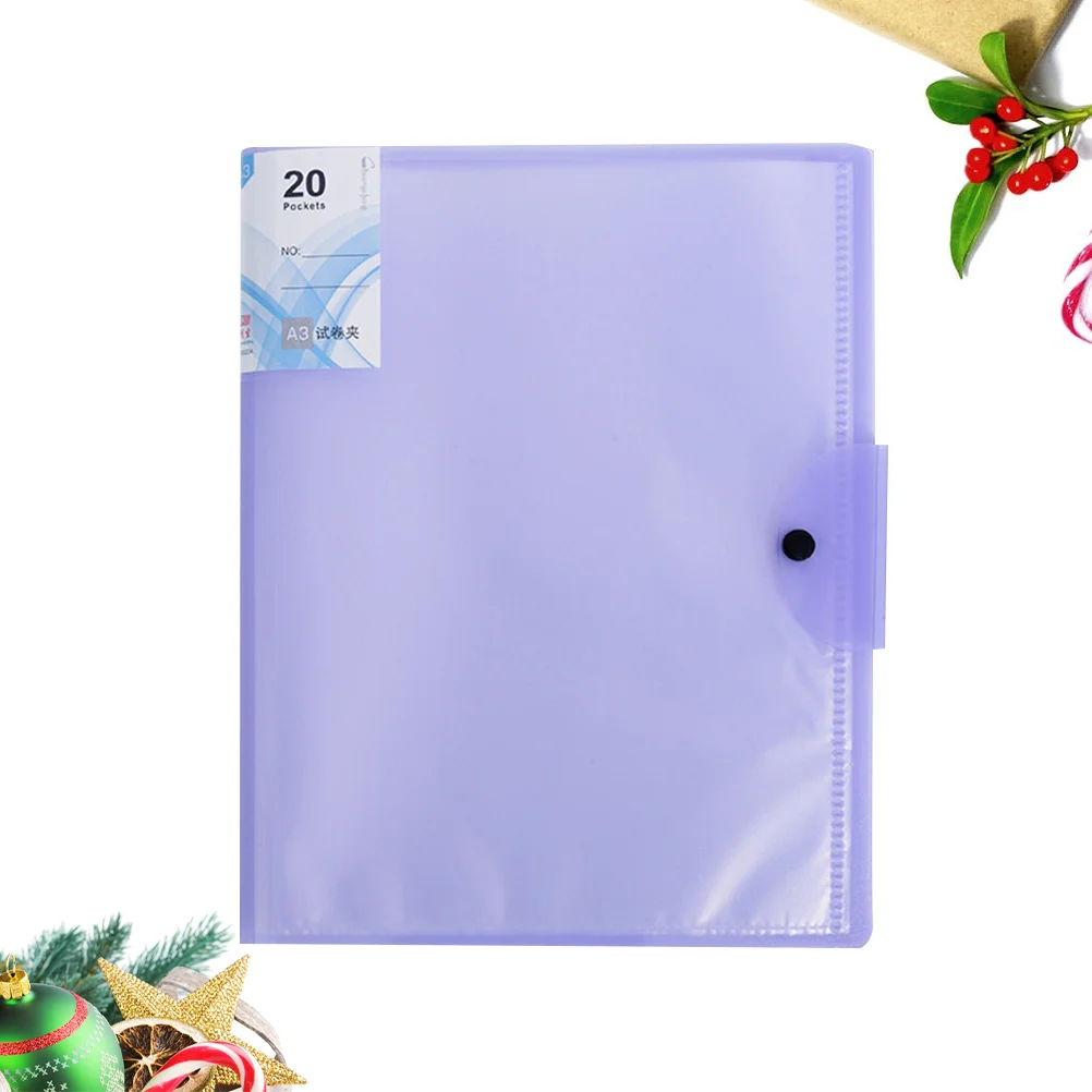 

20 Pages Wallet File Folder Paper Cover Files Organizer Report Binder Purple Examination Holder Student