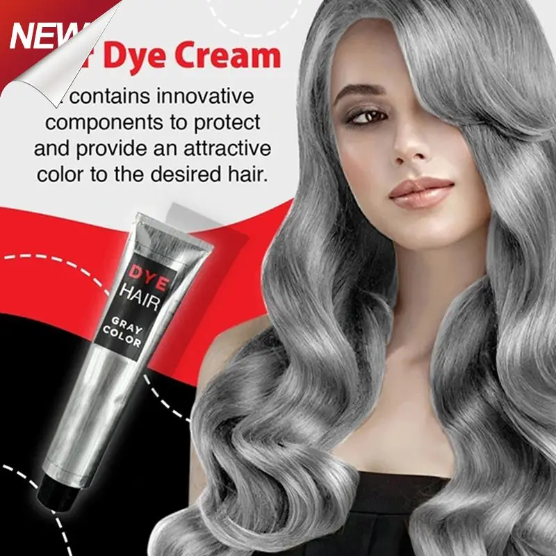 Easy To Use Stylish Hair Cream Long-lasting Fashionable Gray Hair Dye Hair Dye Cool Hottest Smoky Gray Trendy Elegant Punk Style