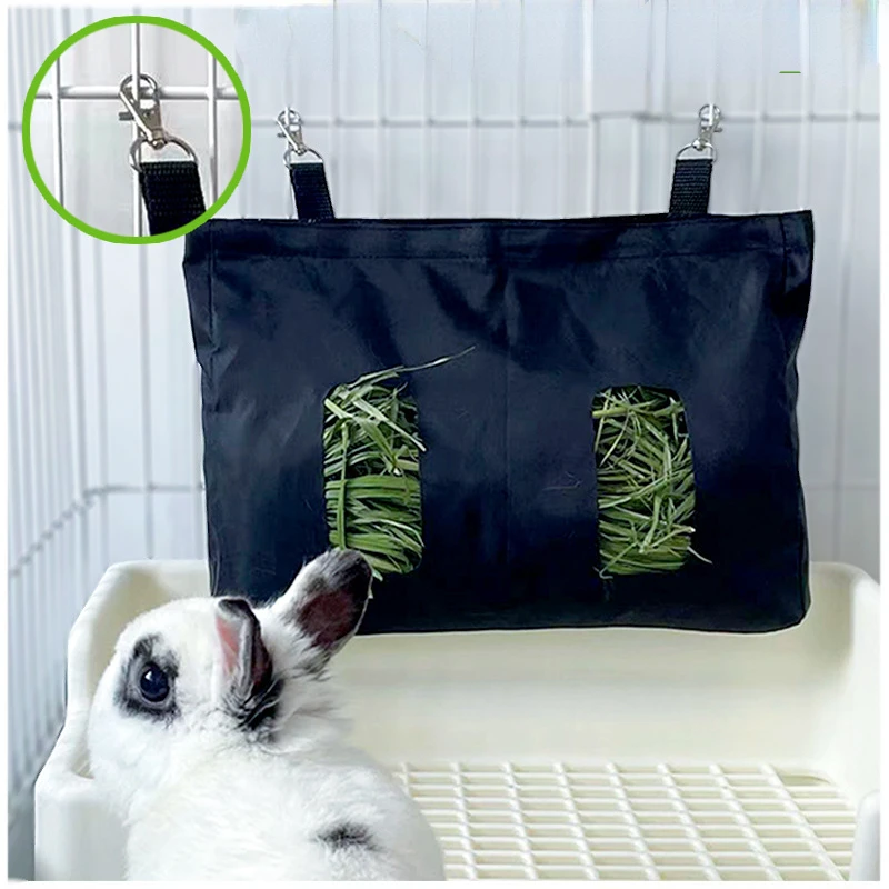 

Rabbit Hay Feeder Bag Guinea Pig Hay Feeder Storage Hanging Feeding Bag for Small Animal Hamster Waterproof Nylon Cloth