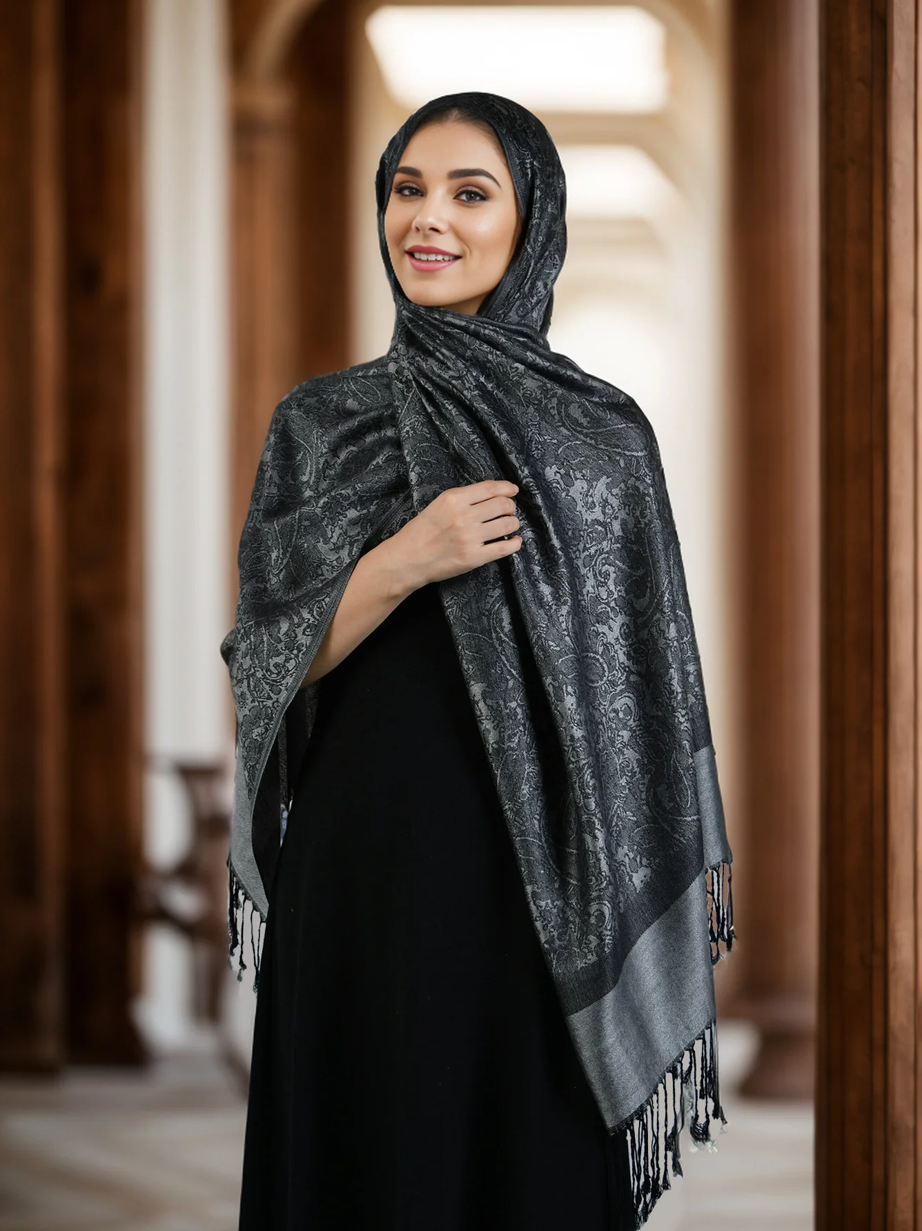 Женский шарф-шаль из пашмины с узором пейсли этнический стиль жаккардовые шарфы