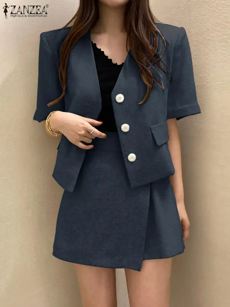 

Костюм ZANZEA женский летний из двух предметов, модный элегантный Рабочий костюм, Повседневная Уличная одежда, свободный крой