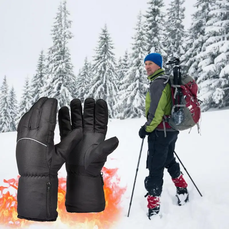 

Перчатки с подогревом батареи, теплые черные электрические перчатки, удобные водонепроницаемые перчатки с аккумулятором, Быстрое нагревание, эластичный ремешок на запястье, зима