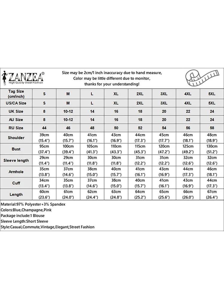 Женская атласная шелковая блузка модные туники ZANZEA с воротником-стойкой лето 2024