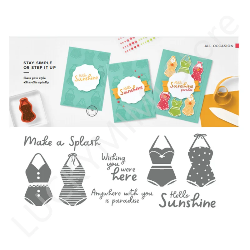 

Swimsuit Metal Cutting Dies and Clear Stamps for Scrapbooking Album Decorative Embossing DIY Crafts Paper Cards 2022 New Arrival