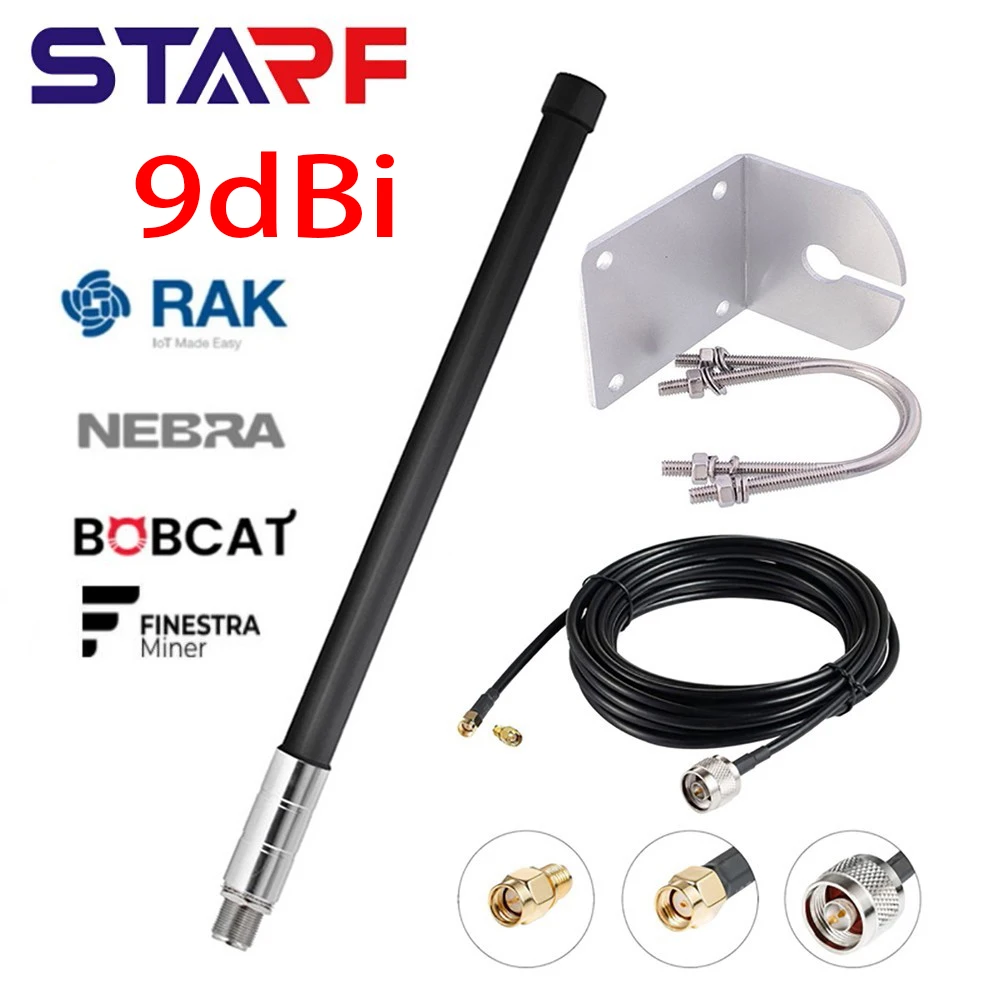 

Helium Hotspot Miner Outdoor 860-930mhz LoRa Antenna For RAK Nebra Bobcat+KSR195 Cable With Adapter + Female L-shaped Clip