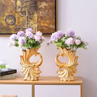 european style gold ceramic vase artificial flower tv cabinet living room ornaments peacock vases home decoration accessories