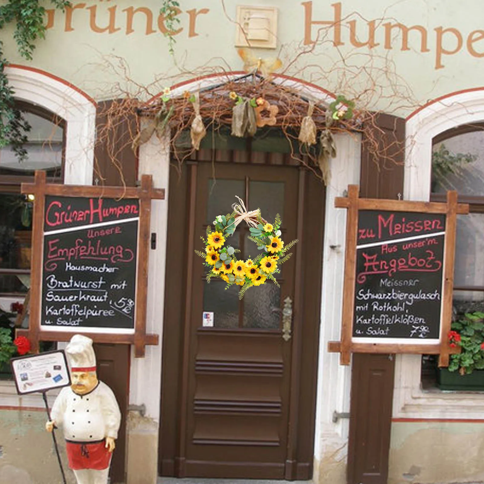 

Маленький венок для окон для дома, венок с подсолнухами для дверей, декоративные присоски для окон