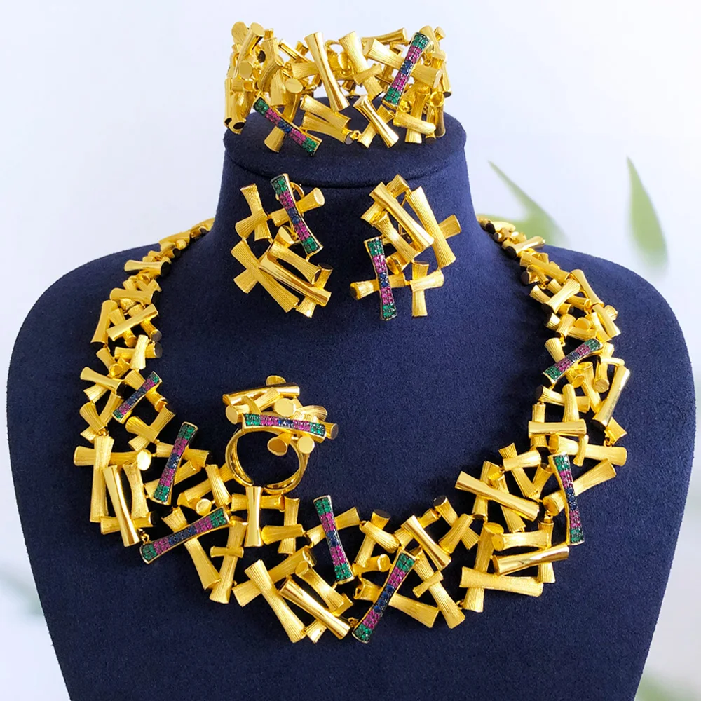 GODKI Новая мода бамбуковая кость африканский свадебный комплект ювелирных