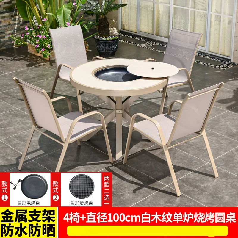 

Patio dining furniture chair metal legs combination BBQ Tables outdoor garden chair
