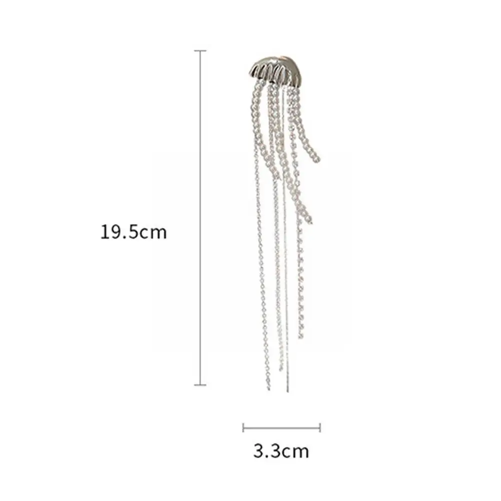 1 Piece Vintage Hyperbole Crystal Pearl Jellyfish Brooch For Women Vintage Baroque Long Tassels Collar Brooches Accessories R4M5 images - 6