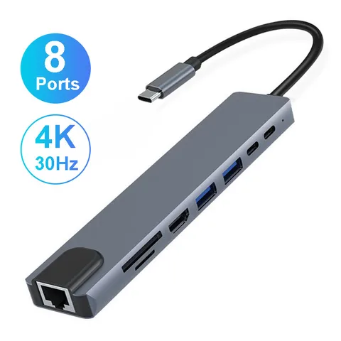 USB хаб Kebidumei 8 в 1 с несколькими портами — изображение товара