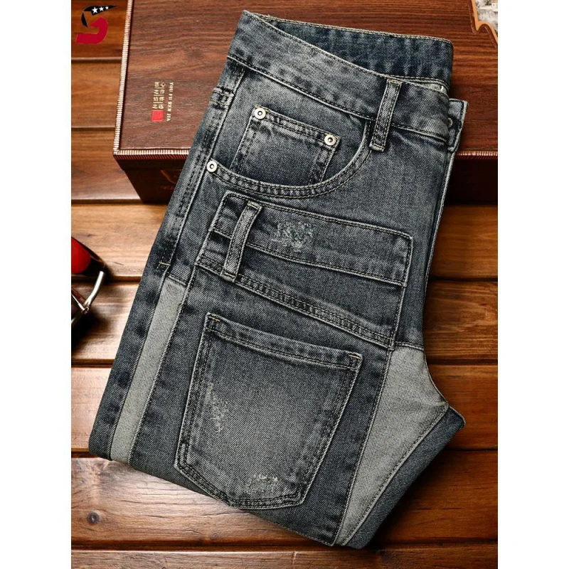 Роскошные джинсы для мужчин высокого качества модные облегающие Прямые