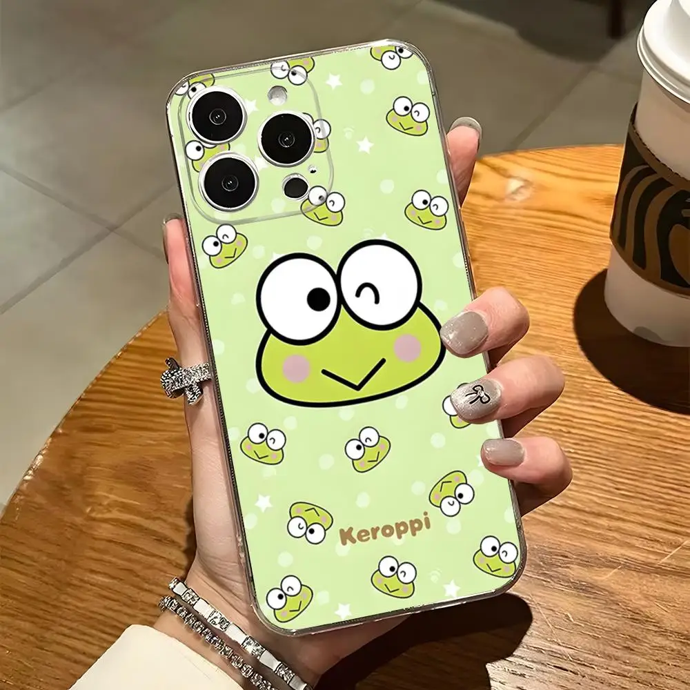 Милый чехол для телефона K-Kero Keroppi Iphone 15 Pro Max 14 16 Plus 11 12 Mini 13 7 8 X XR XS SE прозрачная