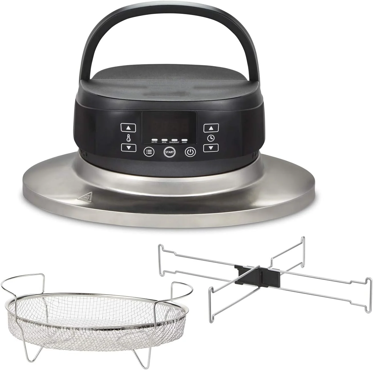 Fryer Lid, Fits 6 Quart Oval Slow Cooker Crock, with Fry Basket and Tray, Works with Multiple Brands (33602), BLACK