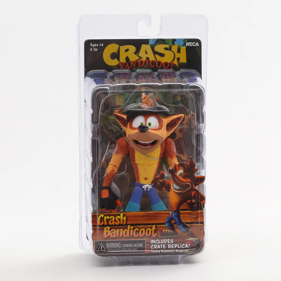 NECA Crash Bandicoot with Crate Replica Action Figure