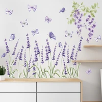 romantic purple lavender flower wall sticker bedroom living room background home wallpaper nursery purple flower wall sticker