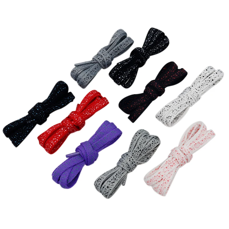 (30pairs/lot) Weiou Designer Shoe Laces Galaxy Splatter Custom Print Shoelaces Flat polka dot Shoelaces Grey Black White Purple