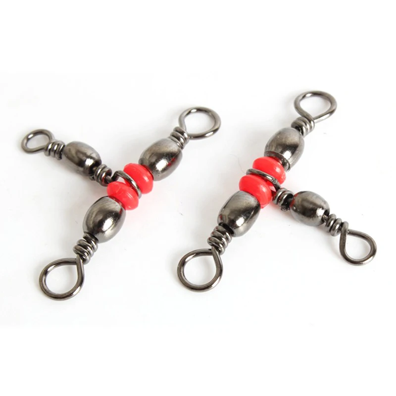 

Fishing Swivel Rolling With Snap Fishhook Lure Triple Bearing Connector 3 Way Durable Fish Tool Fishing Tackle Accessories