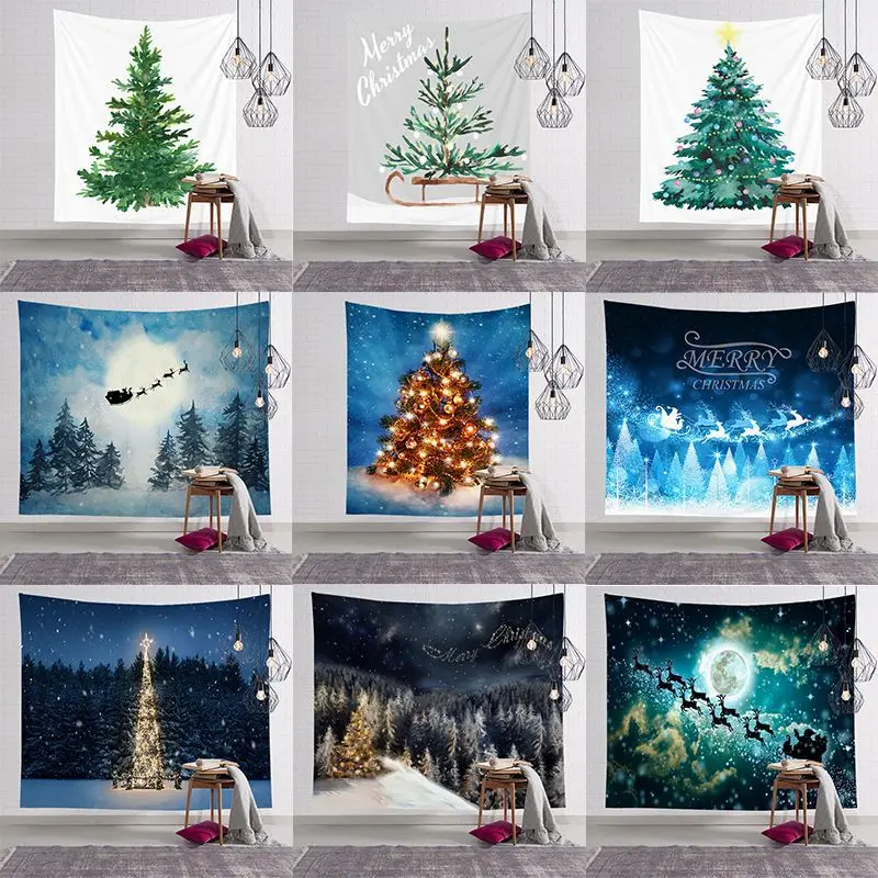 

Christmas Tapestry Wall Hanging Christmas Tree Bedside Hanging Cloth Bedroom Background Cloth Wall Decor Room Decoration Mural
