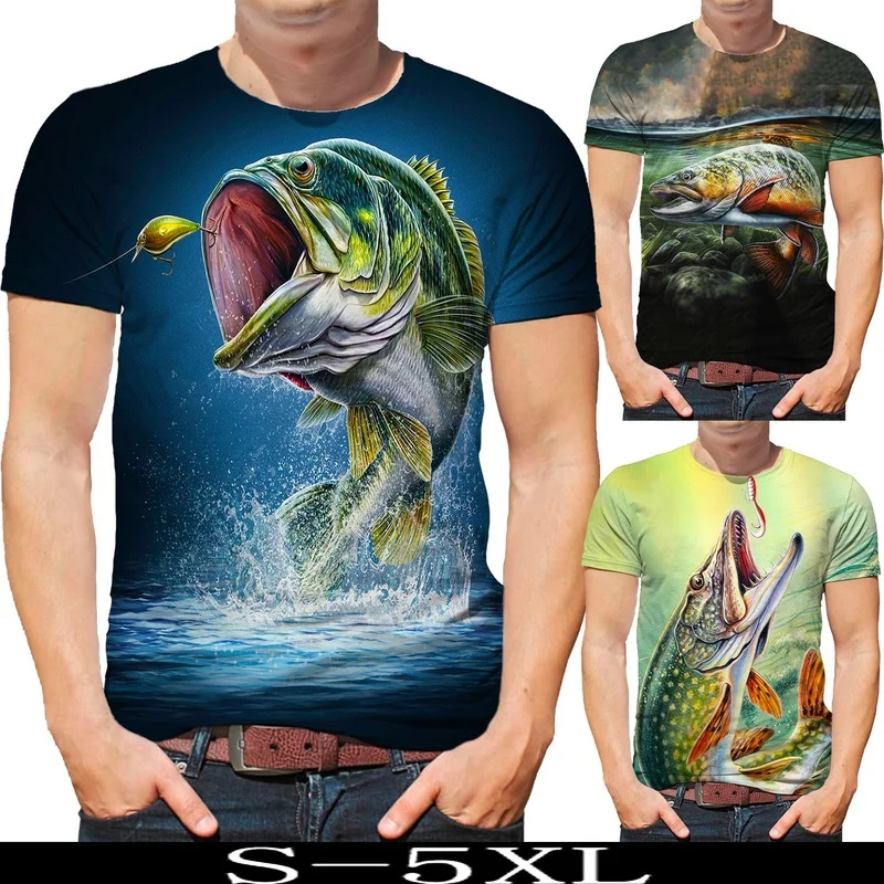 

2021 Summer Cool Carp Hunter Fish 3d Printed Mens Casual T Shirt Perch Bass Short Sleeve Tee XS-5XL