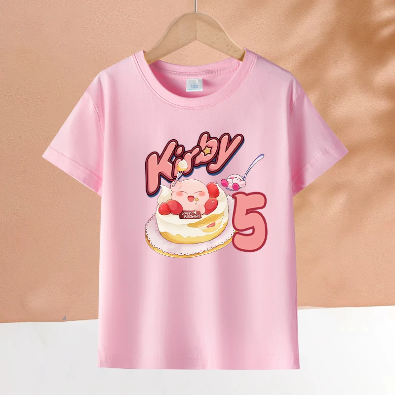 Детская розовая футболка Kirby с короткими рукавами пуловер принтом на день