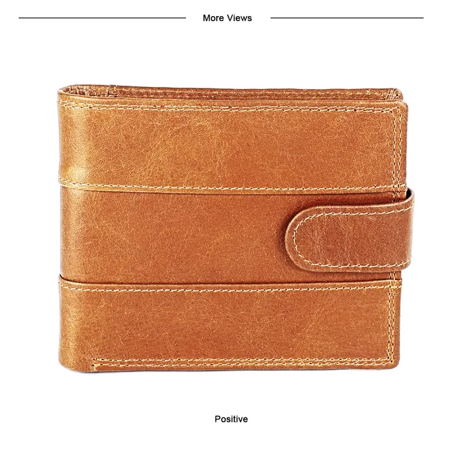 Men's Wallet Vintage Cow Skin Genuine Leather Wallet for Men RFID Business ID Credit Card Holder Classic Purse Man Money Bag 2