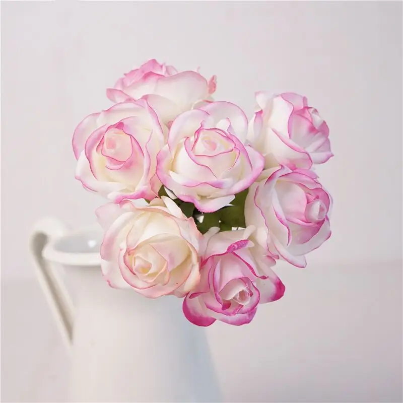 

Rose Mini Bouquet (7 PCS) Latex Coating Real Touch Feel Like Wet Petals 23CM Peony Artificial Flower Wedding Party - INDIGO
