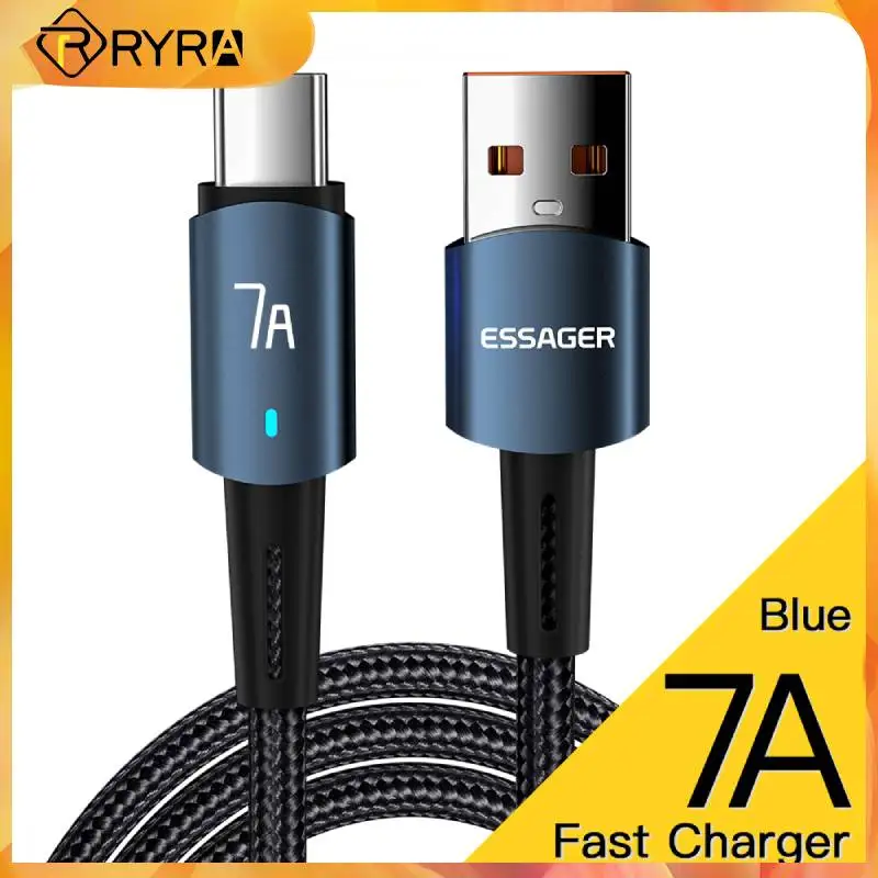 

RYRA Type C Cable 7A Fast Charging Wire Portable Data Cord 100W Charger For Realme Oneplus OPPO Huawei P30 P40 Samsung Xiaomi