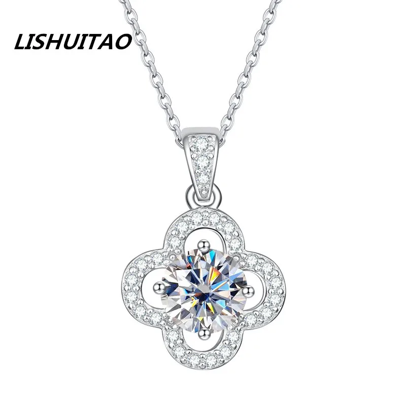 

100% Jewelry For Women 1 Carat D Color Shimmering Moissanite Diamond Luxury Pendant 925 Sterling Silver 40+2+1.3cm Necklace
