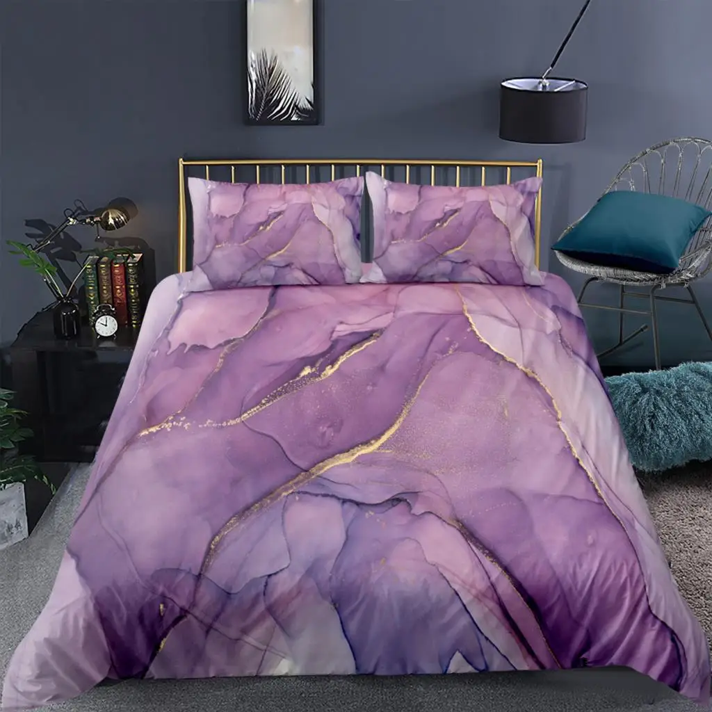 

Fashion Marble Bedding Set With Pillowcases Colorful Quilt Cover Women Girl Soft Home Bedclothes Queen King Size Duvet Cover