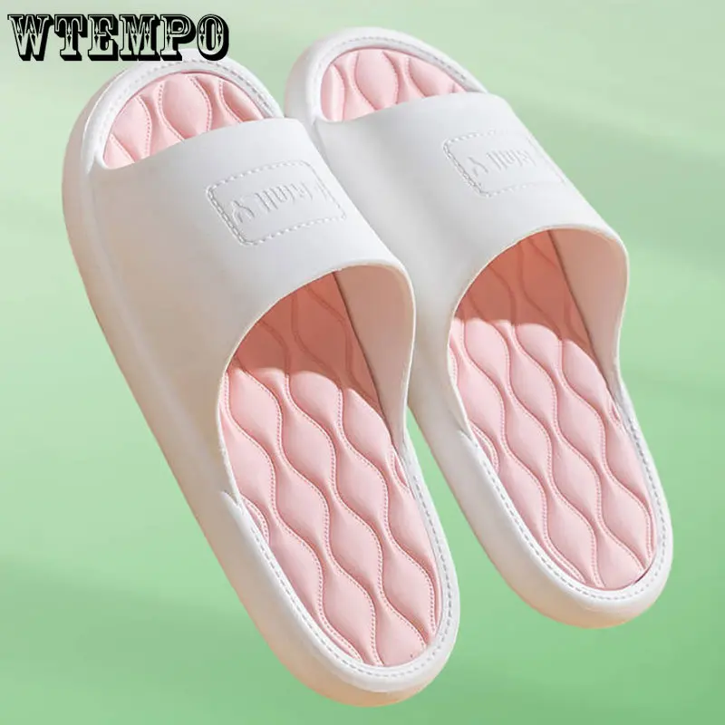 WTEMPO Slippers Summer Outer Wear Non-slip Indoor Shoes Couple Home Bathroom Bath Sandals Soft Platform Flip Flops Wholesale