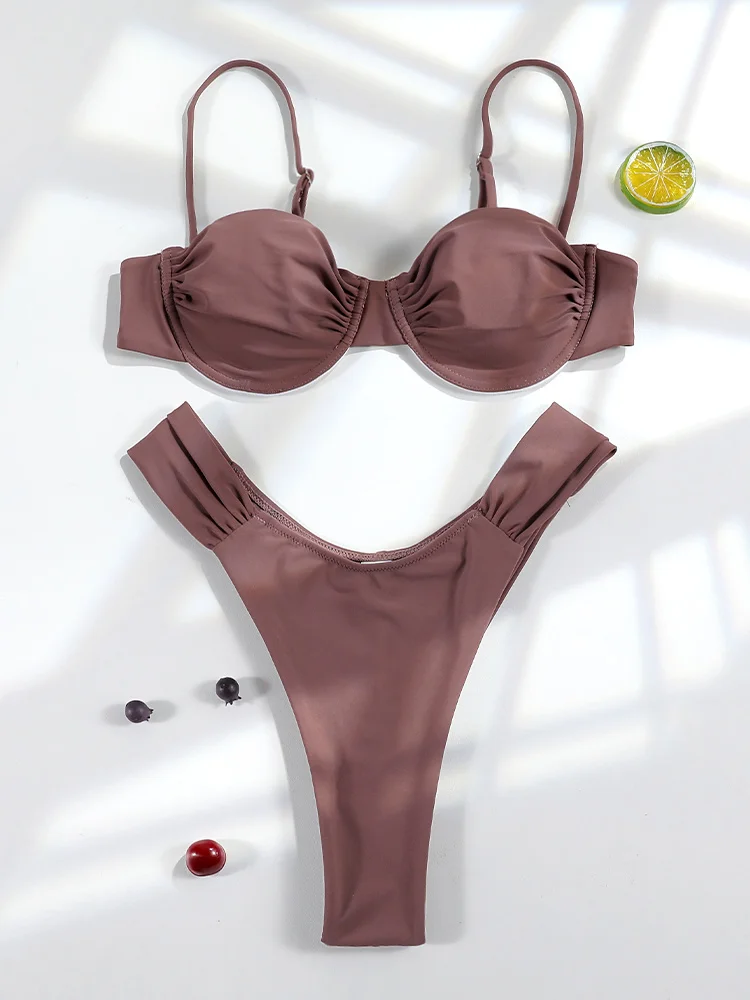 Купальник COOBBU с эффектом пуш-ап соблазнительные бикини однотонный купальник