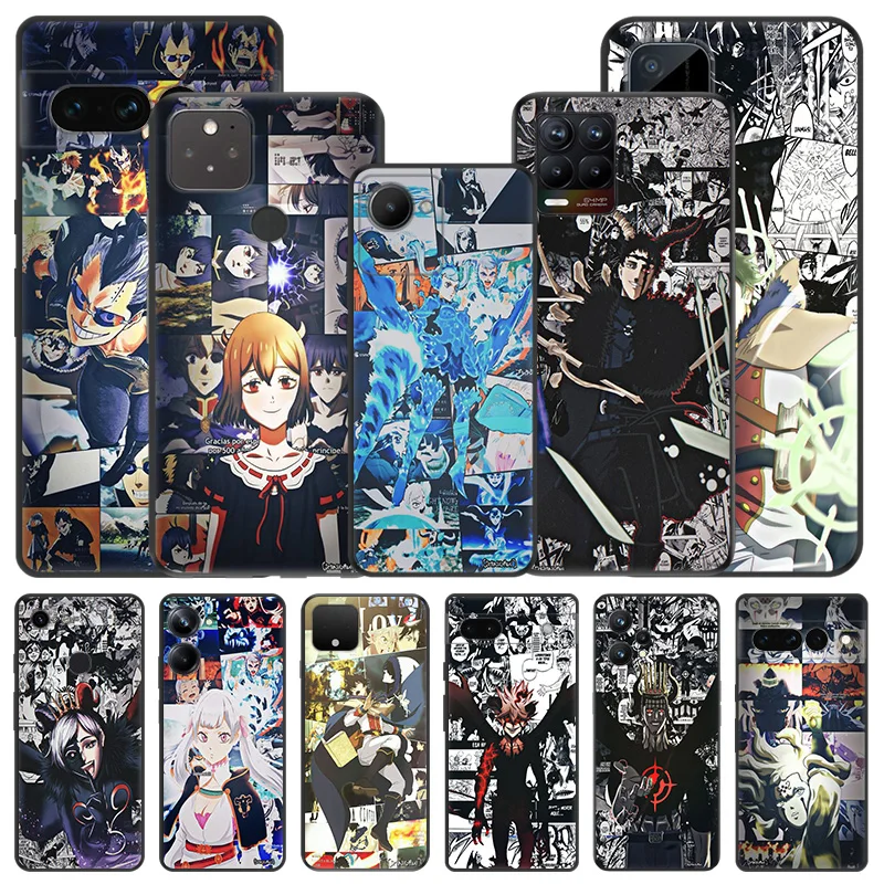 Мягкие чехлы для телефонов Pixel 8a 7a 6a 7 6 8 Comic Black Clover Anime Honor X8b X9b X7b 70 90 X6 X7 X8 X9A Magic5 Matte