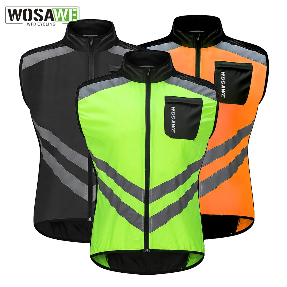 

WOSAWE Reflective Cycling Vest Windproof MTB Bike Bicycle Jacket Sleeveless Jersey High Visibility Cycle Gilet cilismo Wind Coat