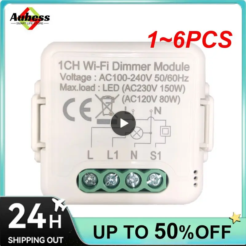 

1~6PCS 1/2 gang Tuya Zigbee Light Dimmer Switch Module with 2 Way Control, Smart Bulb Dimmer Switch Works for Alexa Home