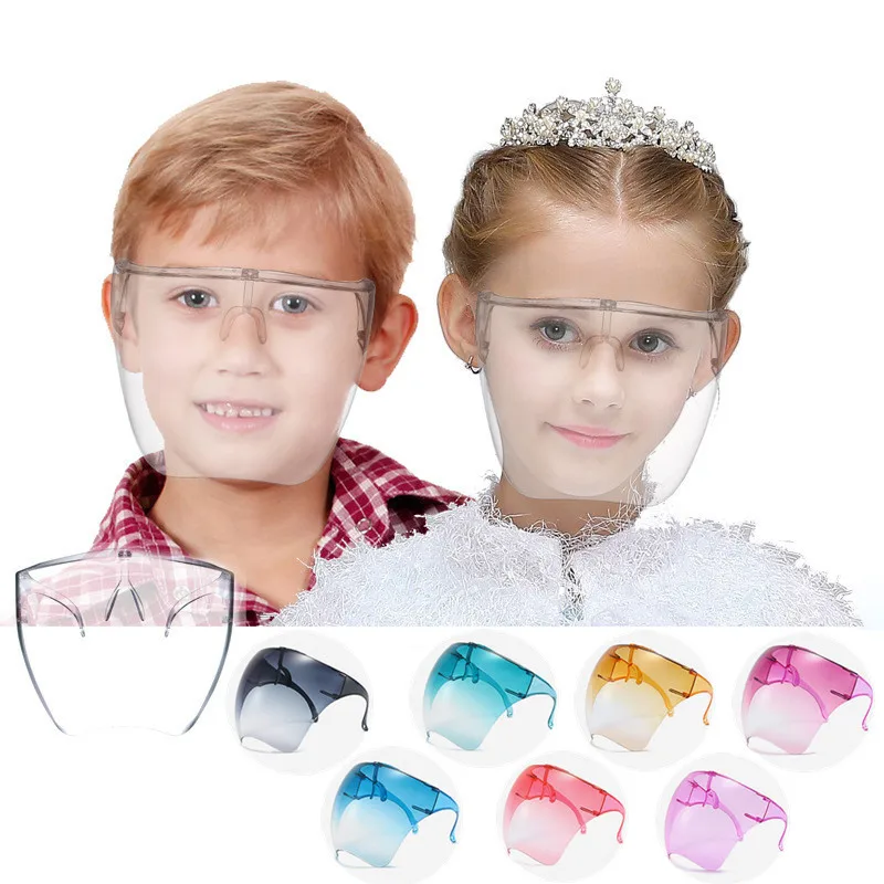 

Fashion Clear Full Face Shield Colorful/Transparent Shield Visor Sunglasses PC Anti-Oil Anti-Fog Frame Goggle Shield Children