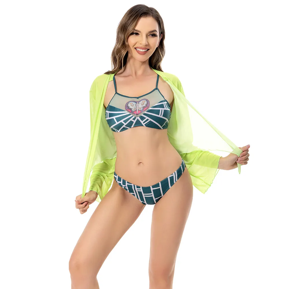 Женский костюм для косплея Jolyne Cujoh взрослых купальник плащ аниме фантазийные