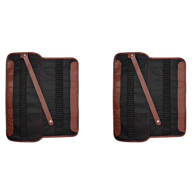

2X Pencil Holder, 72 Assorted Colored Pencils Organizer, Roll Up Washable Canvas Pencil Bag For School Office Art Ect.
