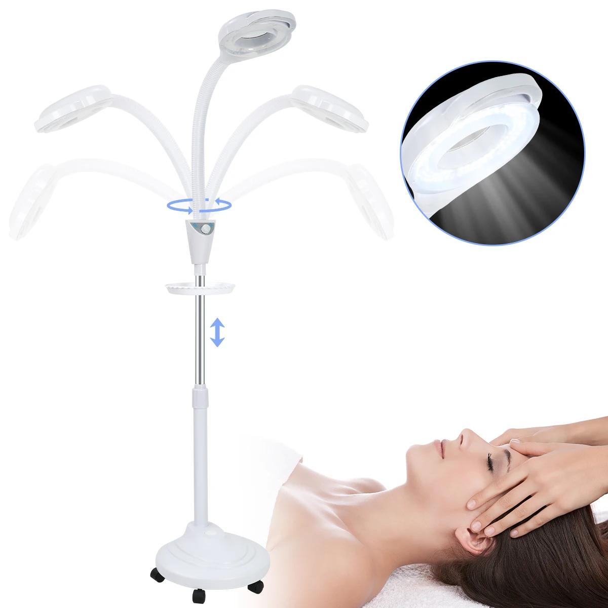 LED cold light Beauty Salon Magnifying Glass Photon Beauty Instrument Special Floor Lamp for Manicure Eyelashes and Tattoo