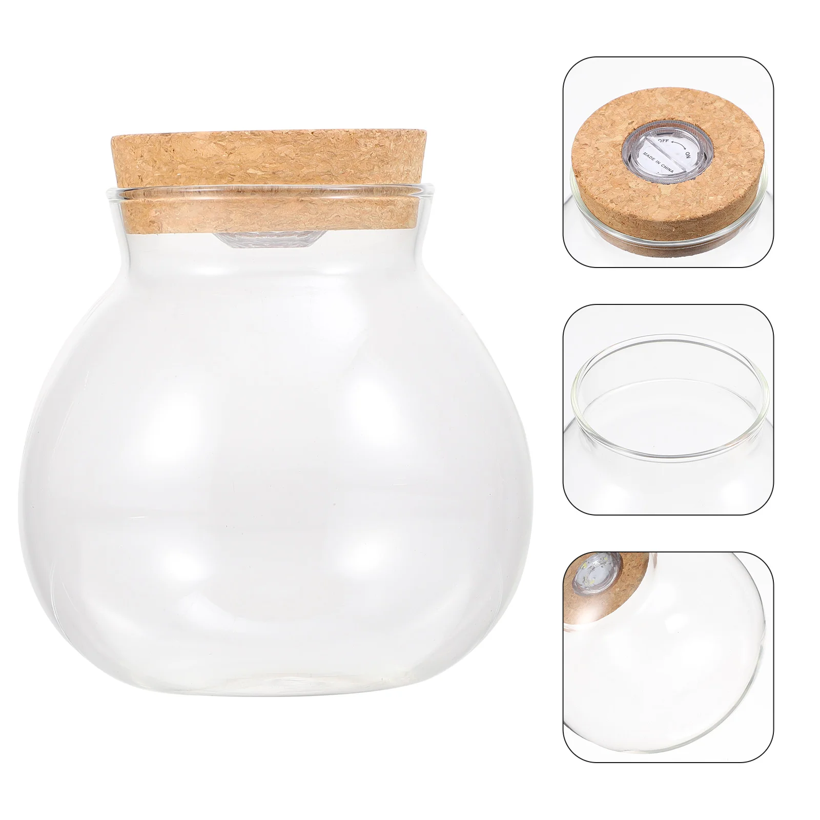 

Glass Container Faux Decor Air Vase Glass Favor Bottles Fish Tank Landscape Bottle Round Container Lid