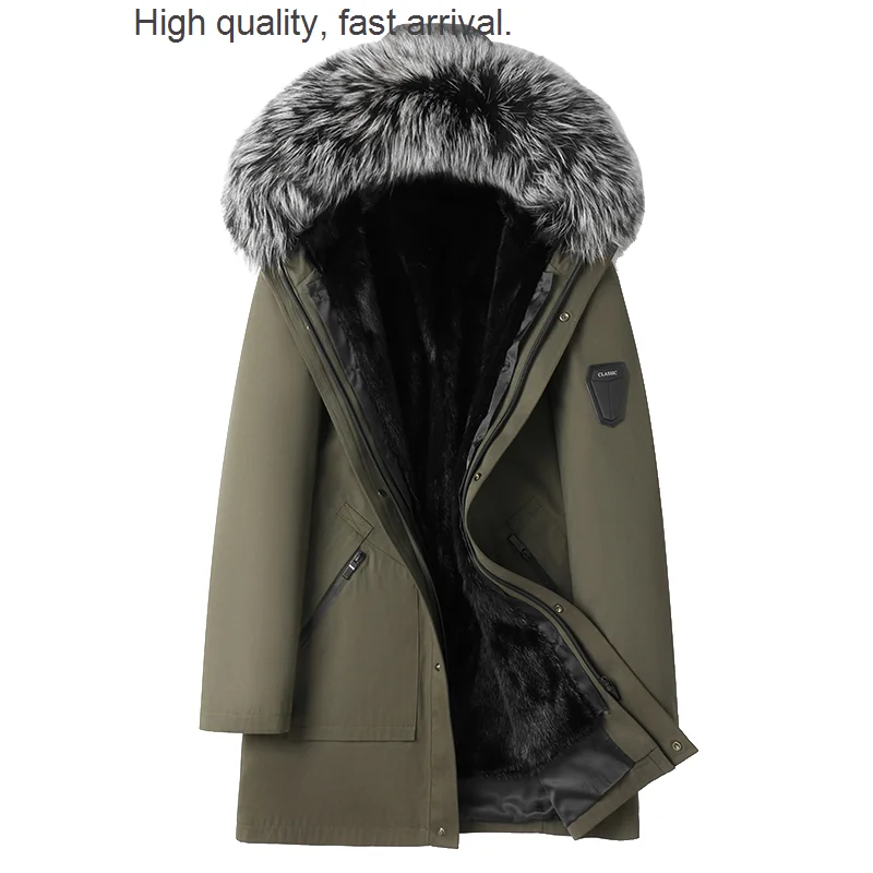 

Liner Men's Mink Mid-Length Detachable Whole Mink Leather Coat Fur Integrated