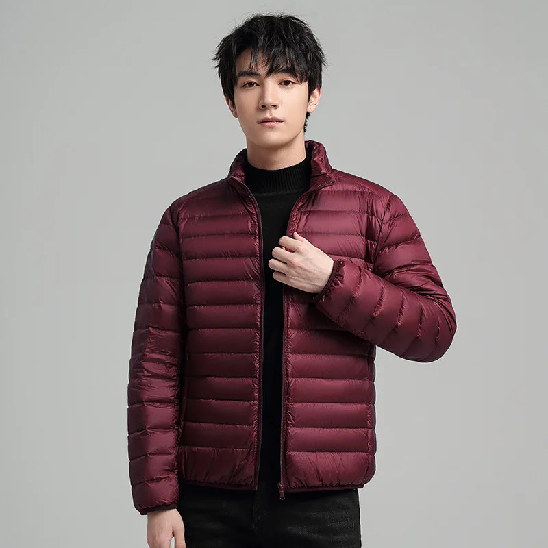 Down Jacket Men's New Style Men's Solid Color Trend Coat Stand Collar Lightweight 90 White Duck Down Down Jacket Lightweight